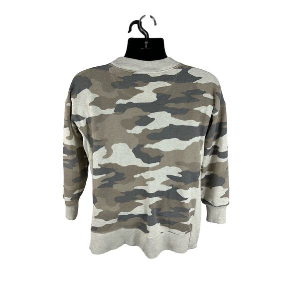 Aerie Oversized Camo Crewneck Light Camo Cozy Lounge Size XS Rib Trim Side Slits - Picture 2 of 7